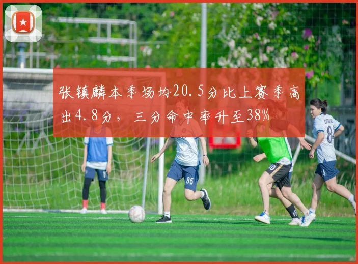 张镇麟本季场均20.5分比上赛季高出4.8分，三分命中率升至38%